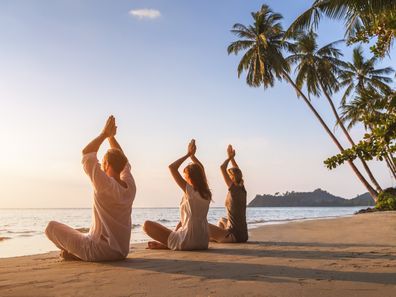 Yoga på stranden