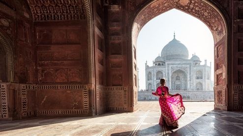 Blick på Taj Mahal