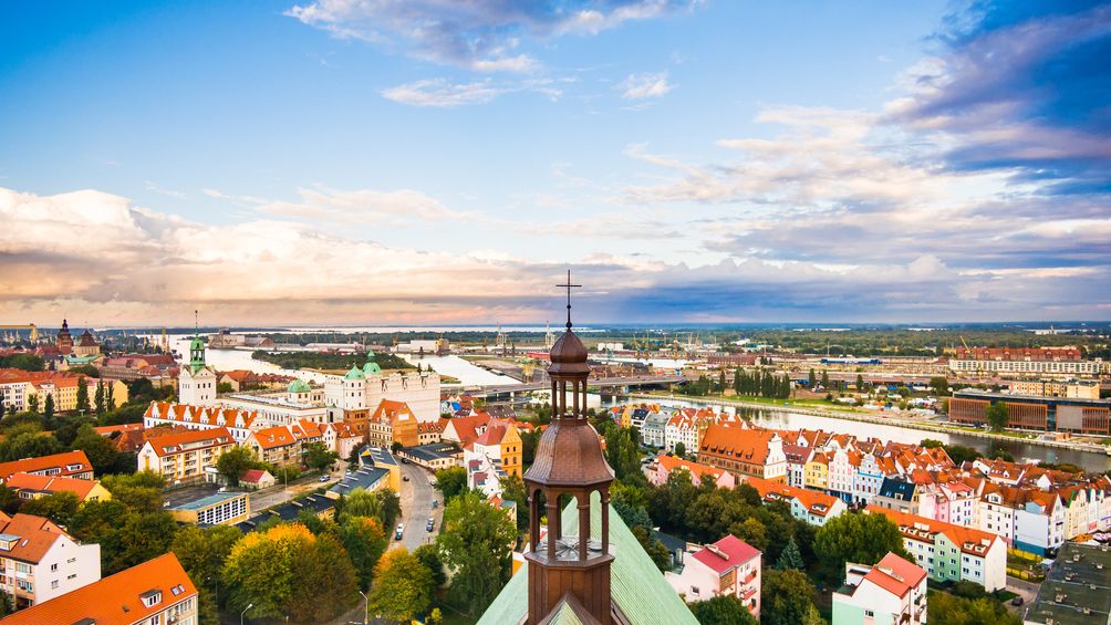 Utsikt över Szczecin, Polen